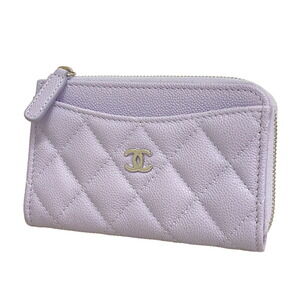 CHANEL Purple Caviar Leather Wallet